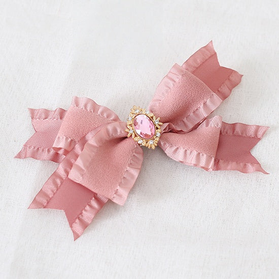 Lolita Sweet Hairclip Pink Large Rhinestone Bowknot