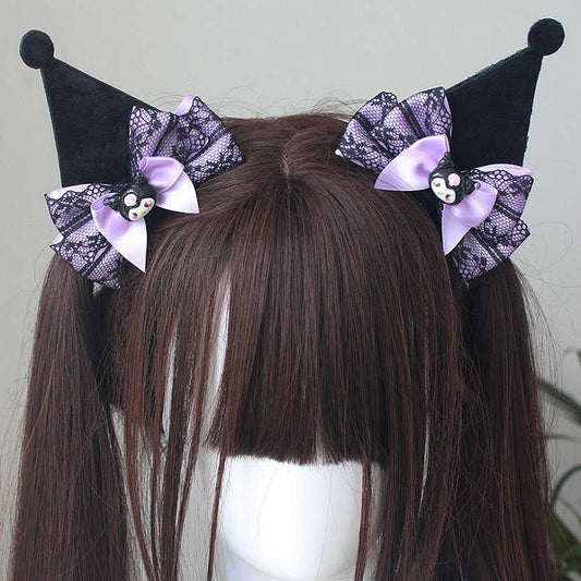Kuro Vibes Bowknot Details Lace Trim Hairclips