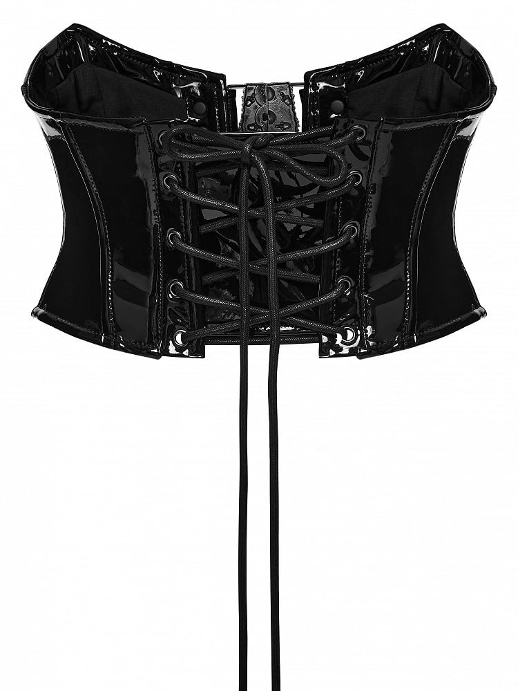 Lace-Up Black Gothic Patent Leather Corset Belt - Punk Rave