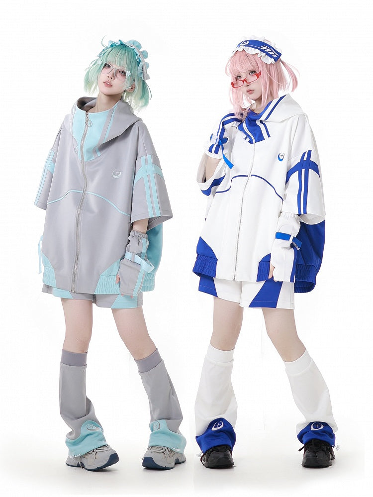 Star Moon White Embroidery Blue Hairband and