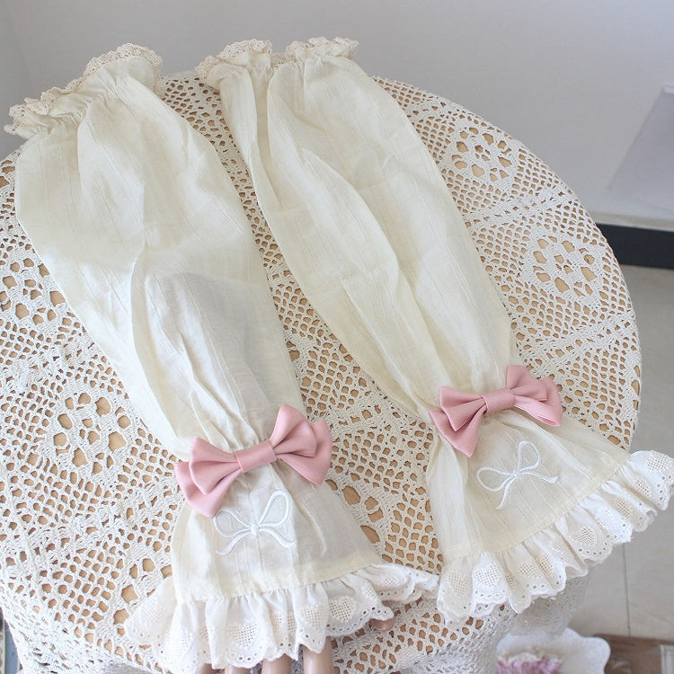 Detachable Bowknot Color Pattern Heart Details 4 Options Sleeves