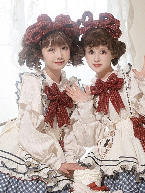 Rote Schleife KC Weiße Hasenohren Plüschhut