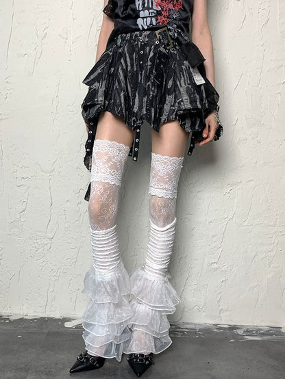 Strümpfe Bittersweet Floral Overknee Weiß Muster