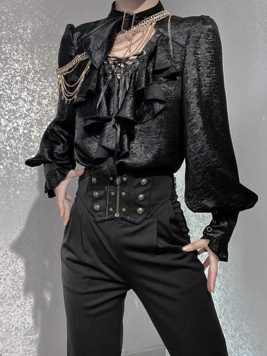 Pirate-Inspired Long-Sleeve Shirt in Ouji Lolita Style - Danger Girl