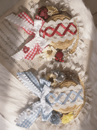 With 3 Color Mini Straw Lolita Clips Hat Country Options