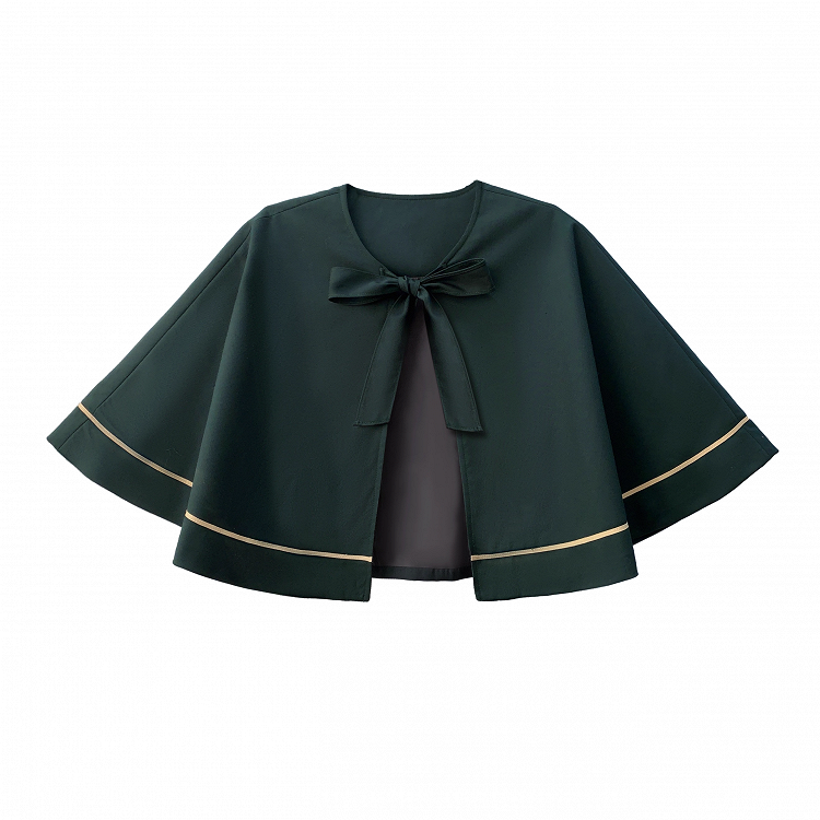 Neckline Dark Green 43cm Cape with Self-tie at Straps
