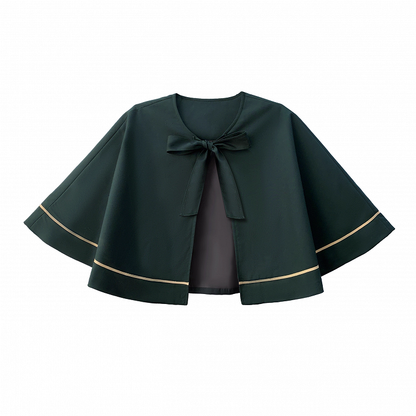 Neckline Dark Green 43cm Cape with Self-tie at Straps