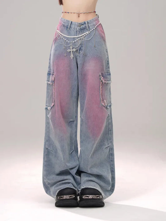 Jeans Saumtaschen Cargo Blau Roh