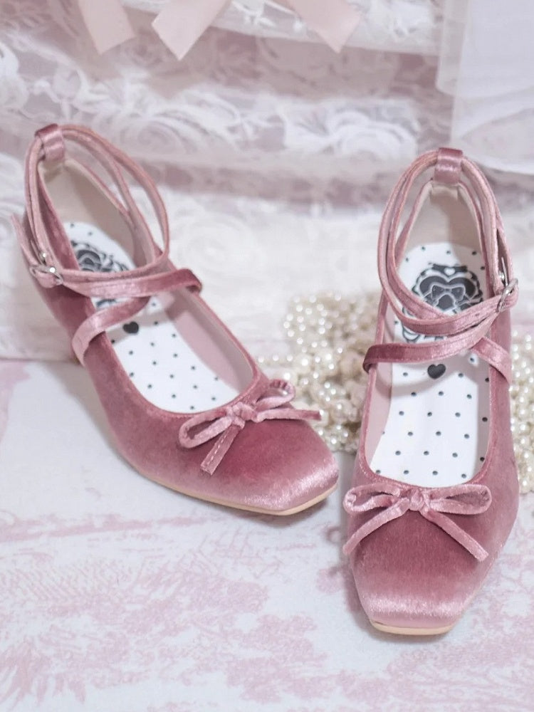 6,5 cm bei Bow Design Top Ballet Sweet PU High Pink - Heels Crisscross