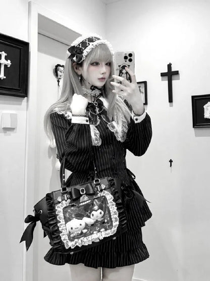 Tote Jirai Kei Trim Capacity – Black Large Ita Lace