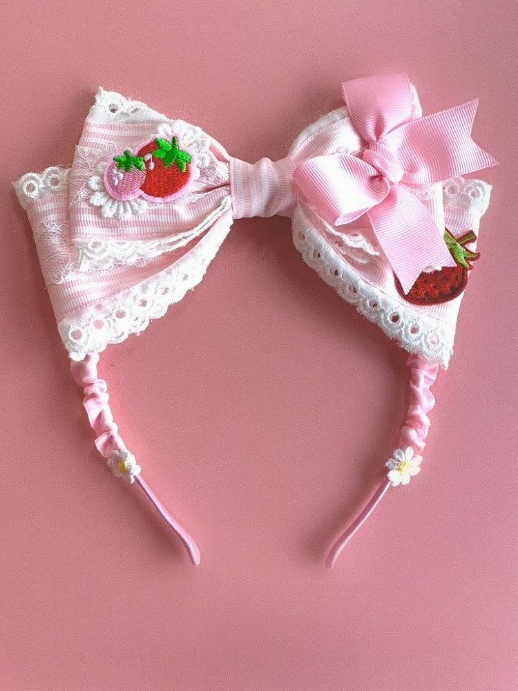 Pink Lace Bow KC with Strawberry Charm - Bow Terminator