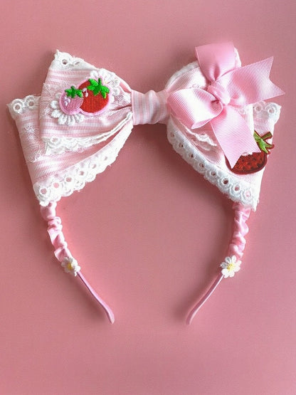 Pink Lace Bow KC with Strawberry Charm - Bow Terminator