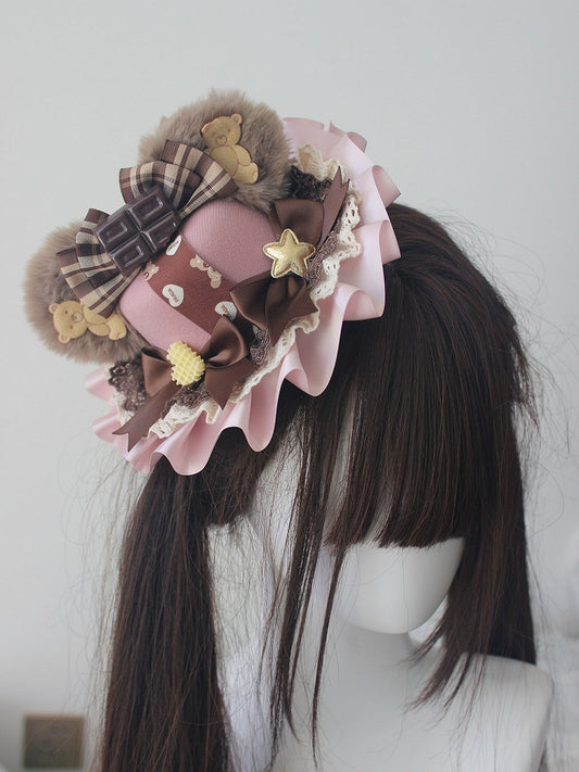 Chocolate Style Hat Pink Mini Bear Sweet Teddy