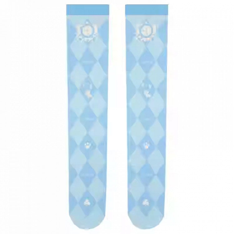 Alice in Wonderland Vibes Blue Diamond Pattern Over Knee Stockings