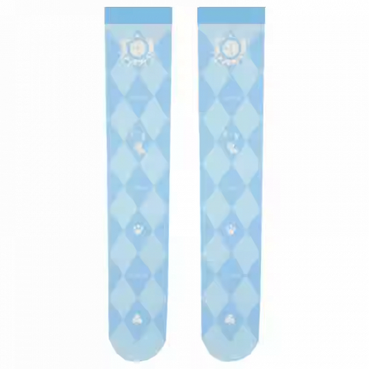 不思議の国のアリス バイブス ブルー ダイヤモンド柄 オーバーニーストッキング