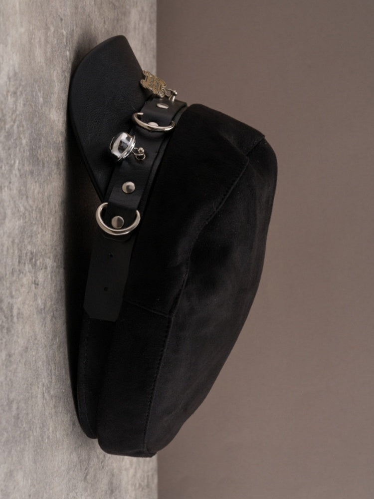 Studs Cross Beret And Bone Hat Black Gothic Details Charm