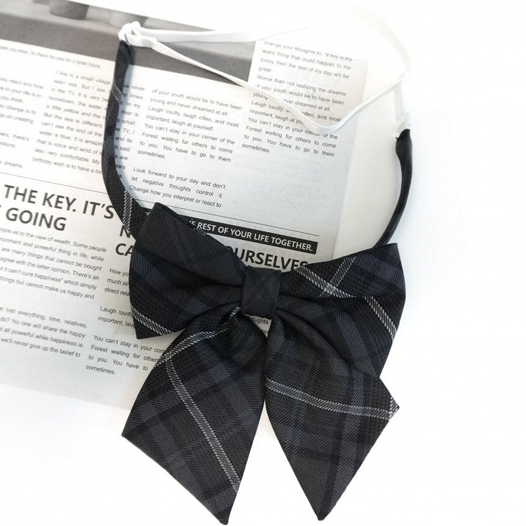 Gray Dark JK Uniform Bow Tie Plaid Pattern