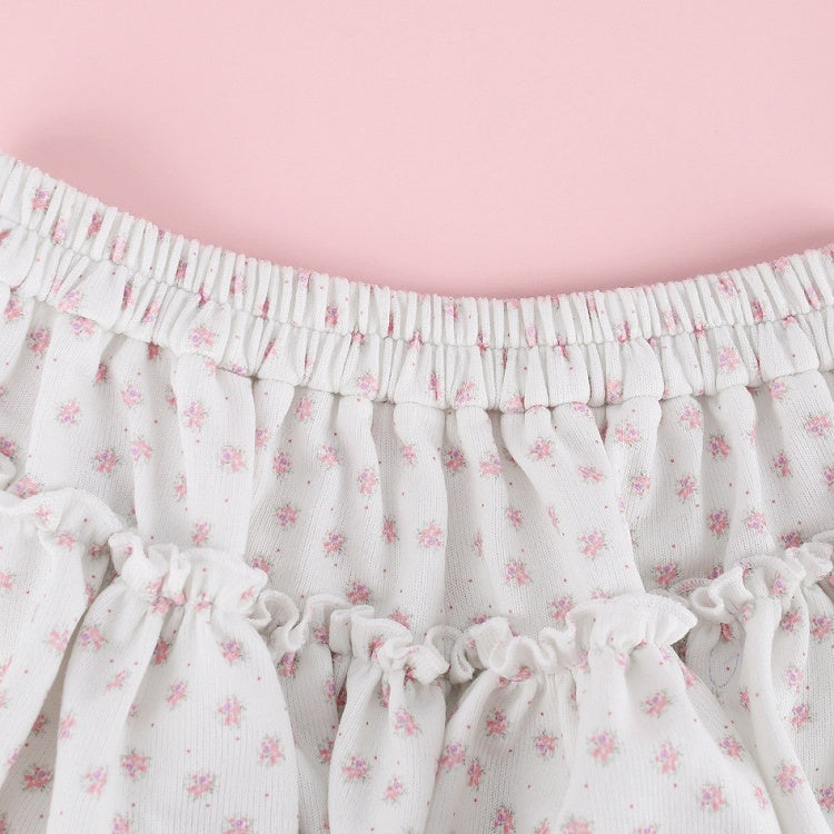 Tiered Skirt White Floral Built In Shorts Sweet - serendipity
