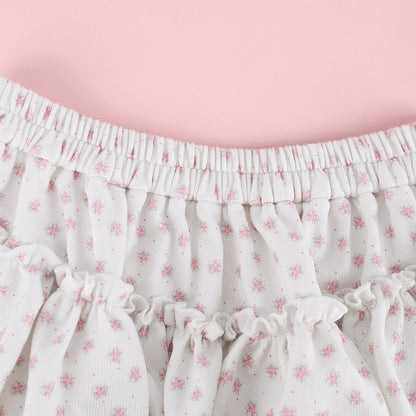 Tiered Skirt White Floral Built In Shorts Sweet - serendipity