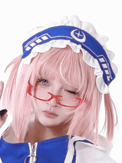 Star Moon White Embroidery Blue Hairband and
