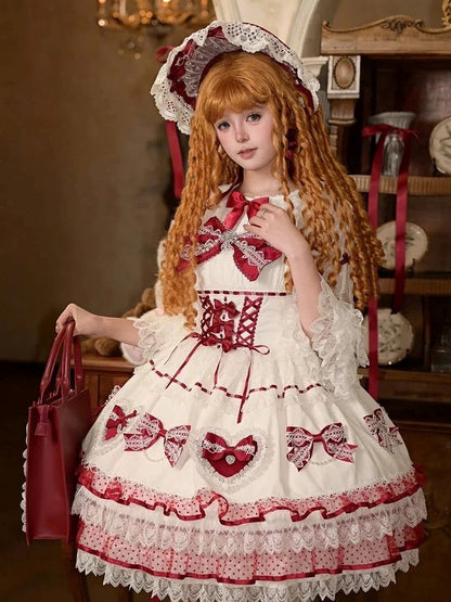Sweet Sleeves Bell White Blouse - Red Lolita