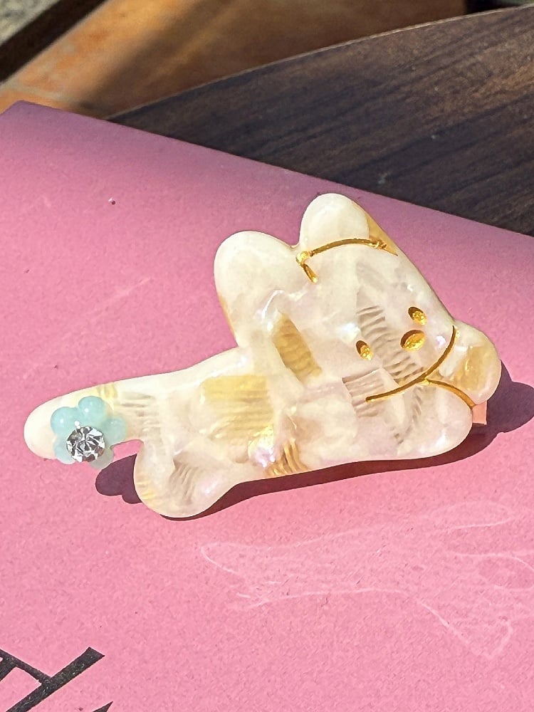 Puppy Rhinestone 4 Hairclip Decorated Color Options