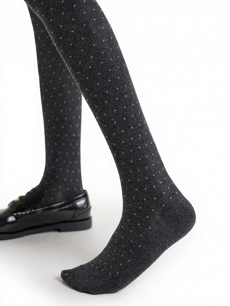 Gray Colorblock Polka Dot Tights - ModaSwings