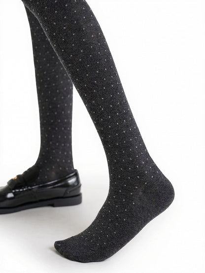 Gray Colorblock Polka Dot Tights - ModaSwings