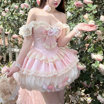 Kei Pink Fairy Bubble Korsettkleid mit floralen Verzierungen
