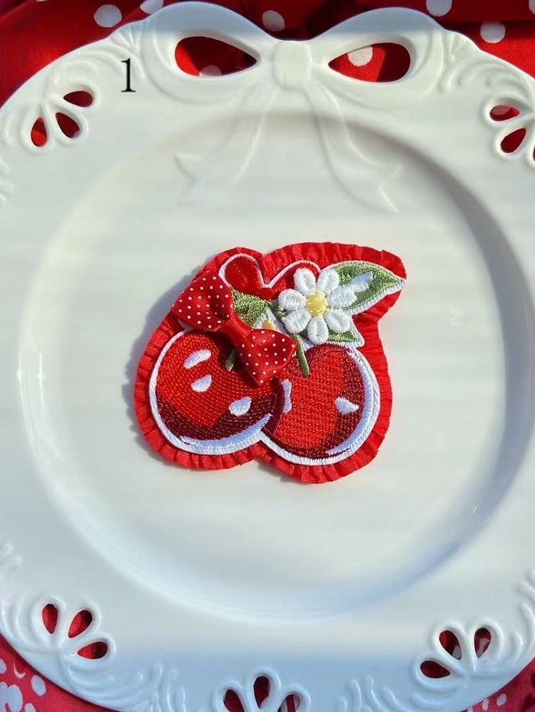 11 Decorated Bowknot Cherry/Strawberry/Cake Brooch/Hairclip Options