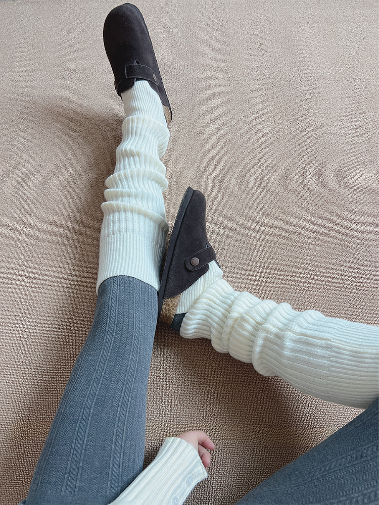 Off-white/Khaki/Light Grey/Dark Grey/Black Knitted Leg Warmers
