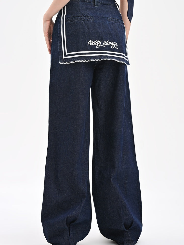 Weite Jeans Navycore Denim Taille Blau Niedrig