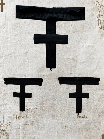 Black/White Choker Ruffled Design Gothic Cross with