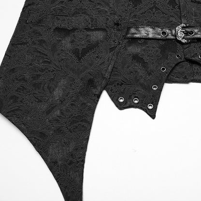 Black Lapel Men's Gothic Jacquard Vest