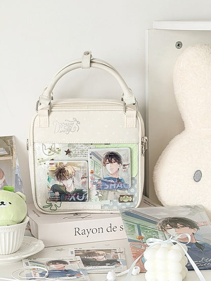White Ita Bag with Heart Window and Polka Dot Print - DRDR