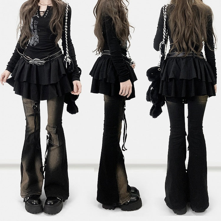 Kleid Schwarz Y2K Print Design