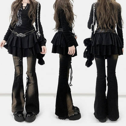 Kleid Schwarz Y2K Print Design