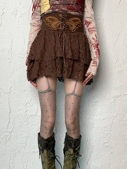 Suspender Y2K Stockings Pattern Polka-dot Gray/Black/Nude/White