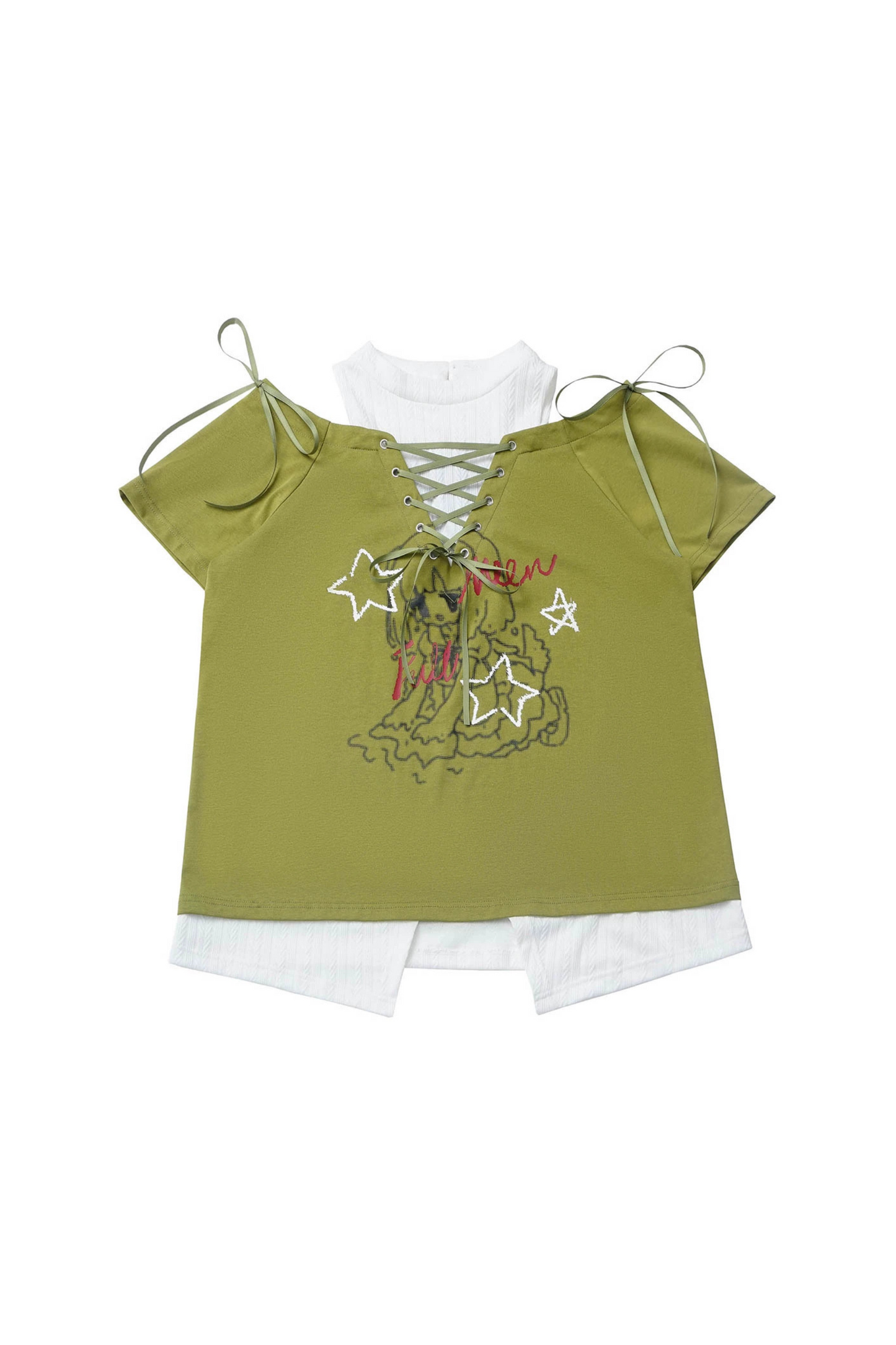 トップパンツイラスト + ガールサブカルチャーレースアップフレア