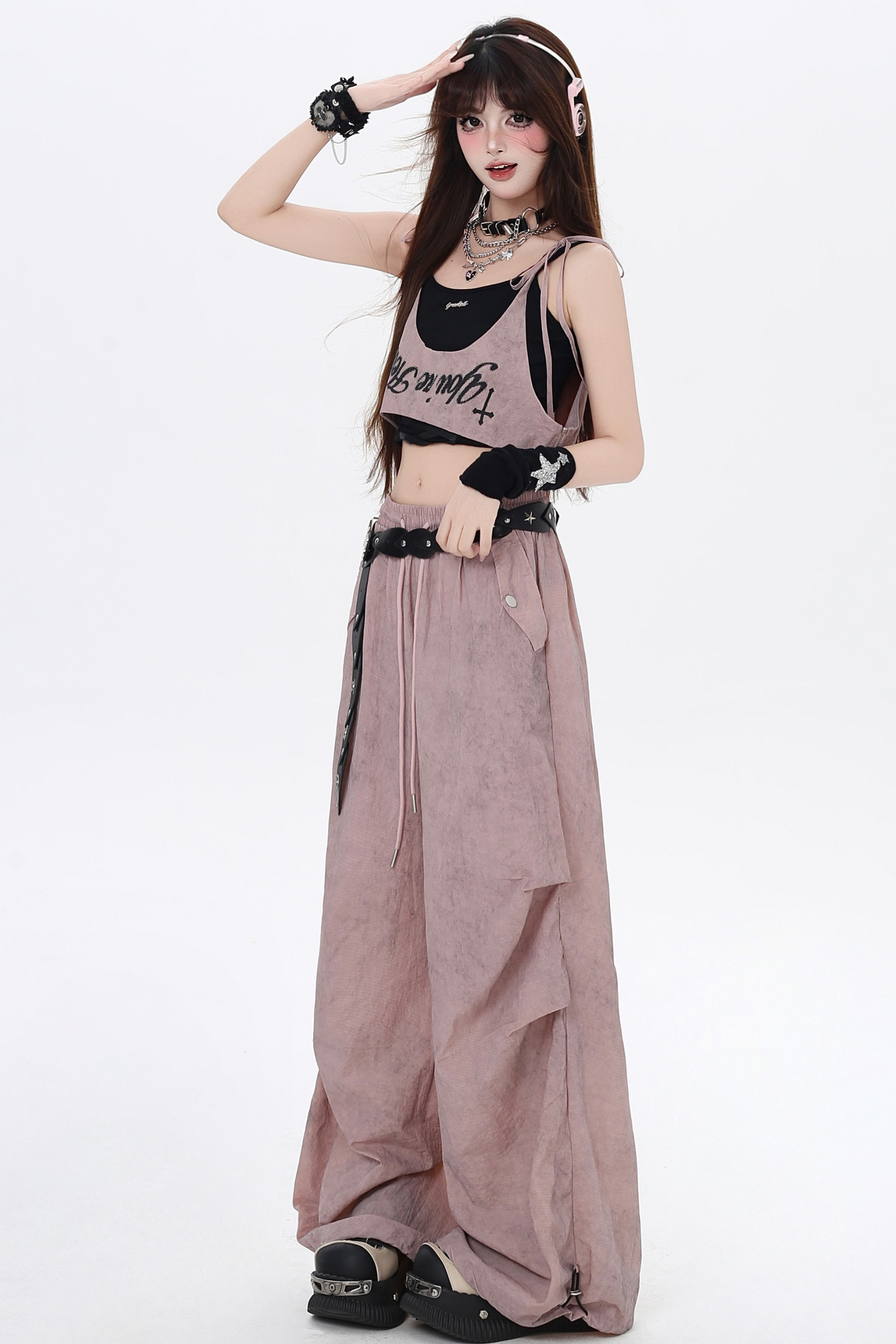 女の子用カジュアルウエストハイスパイスパンツ