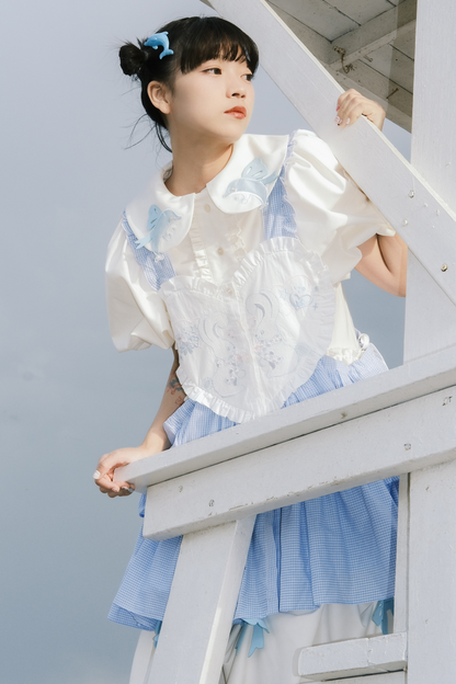 Prinzessinnenkleid mit Ballonärmeln und Schleife