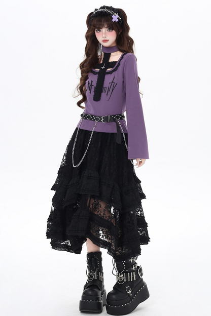 Neck Top Asian Halter Gothic