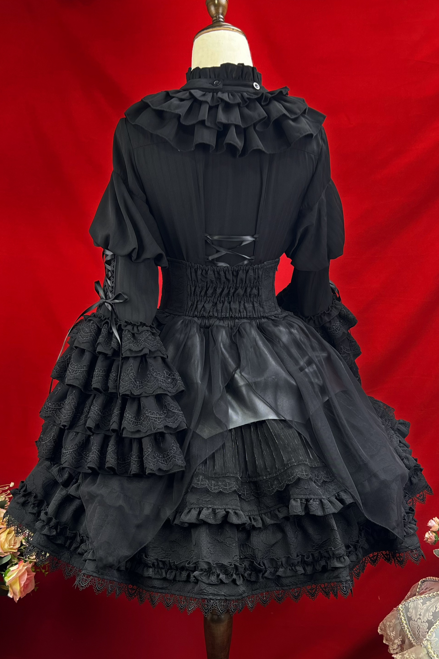 グッドエビルロリータゴシックジーシャツ＋フレアスカート＋ウエストベルト