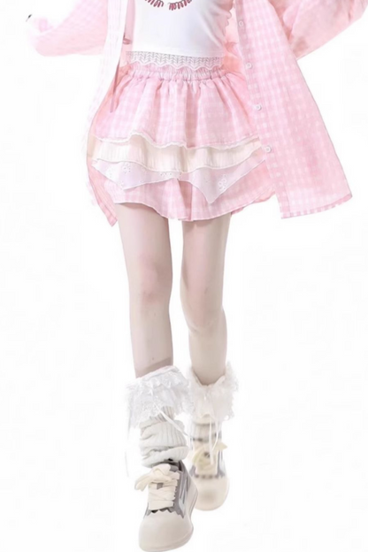 トップケーキ オーバーシャ​​ツ ノースリーブスカート +