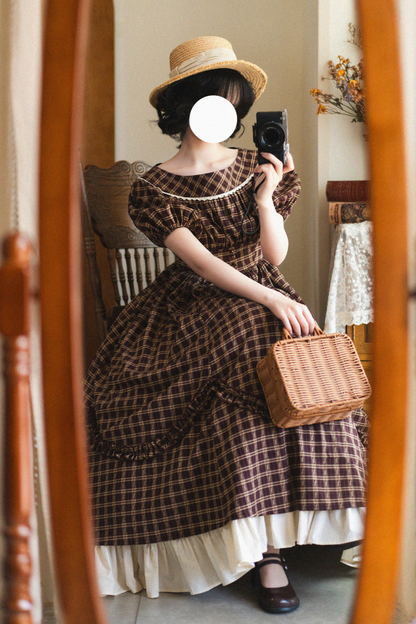 チェックレトロワードロリータペチコートドレスフォレスト+