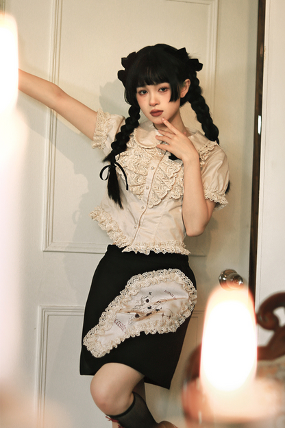 フリルシャツケーキスカートレース+