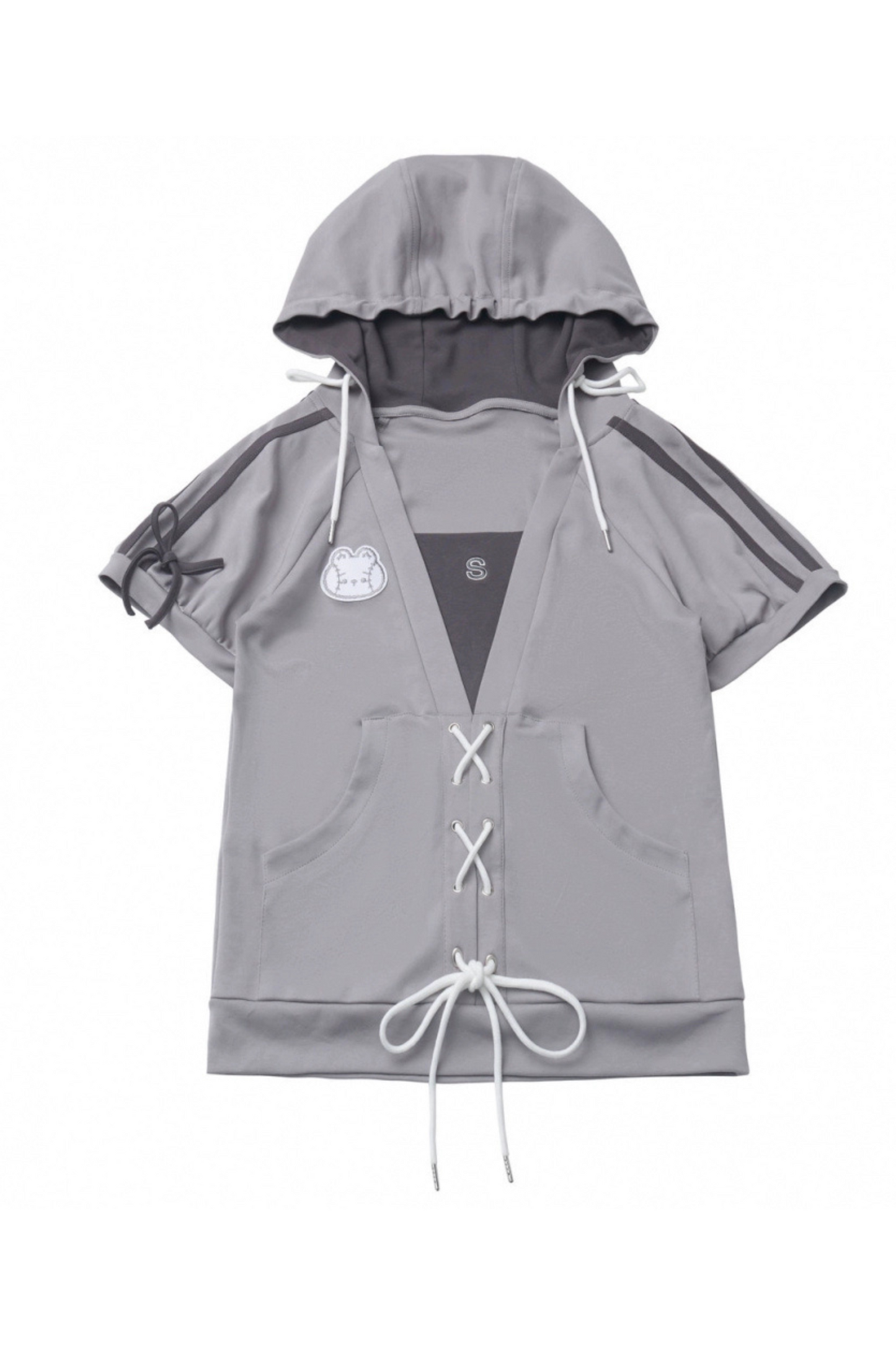 lockerer Schnürrock Ballontop Kapuzen-T-Shirt +