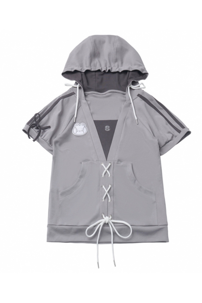 lockerer Schnürrock Ballontop Kapuzen-T-Shirt +