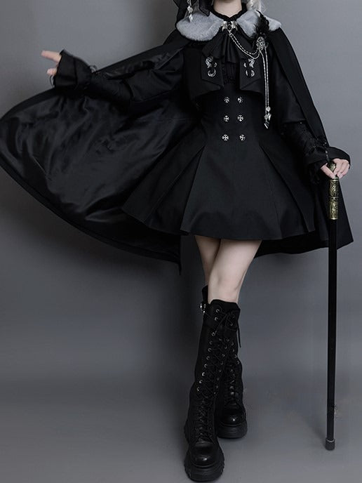 Cape Buttons Lolita Black Silver-tone with Gothic