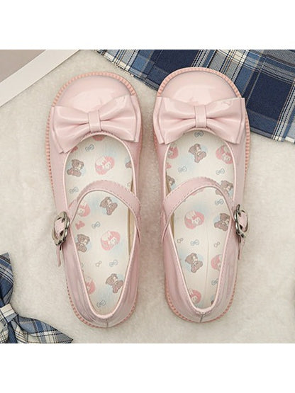Sweet Lolita Round Toe Buckle Bow Shoes